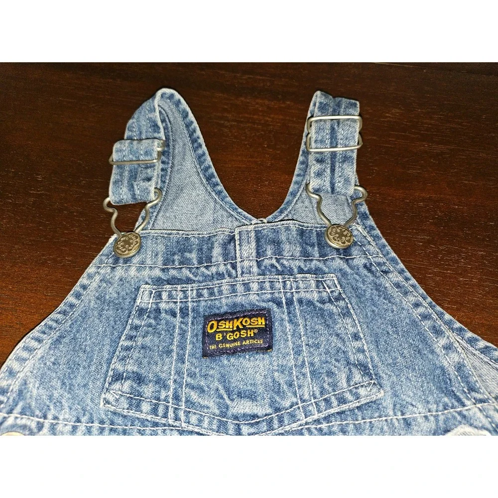 Vintage Oshkosh B'gosh Denim Overall Blue 3-6 Mo Snap Shorts Unisex Boys‎ Jean